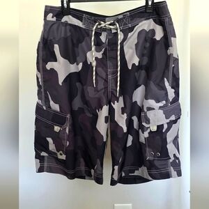 Old Navy Camo Gray Mens Swimming Shorts L